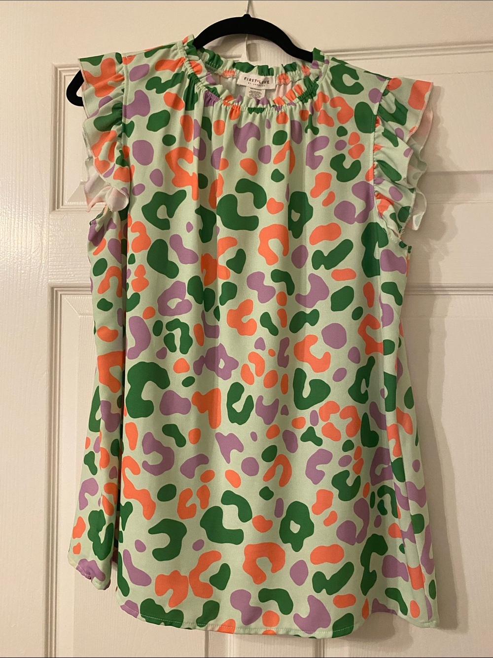 First Love Mint Green Top with Green, Lavender & Coral Print
